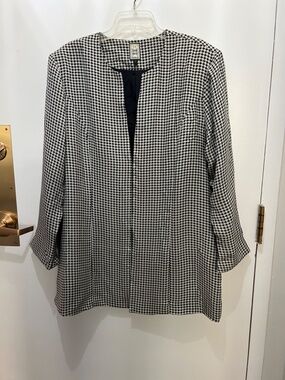 UNIQUE Vintage Thom Smith ATELIER XXI Houndstooth silk jacket cardigan Size 18